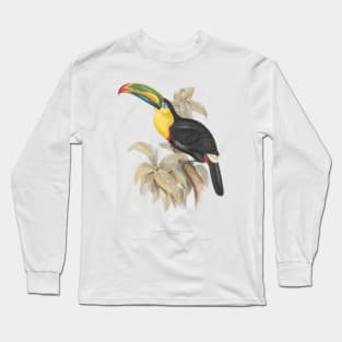 Vintage Toucan Bird Ornithology Natural History Illustration Long Sleeve T-Shirt